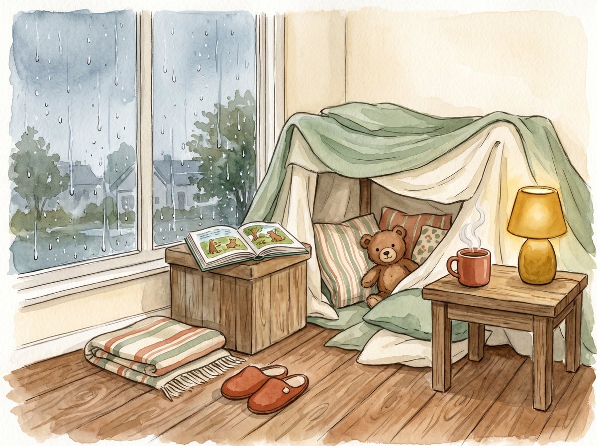 Rainy Day Quest cover — kids reading inside by a window